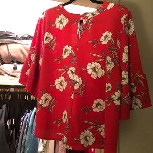 Red floral shirt